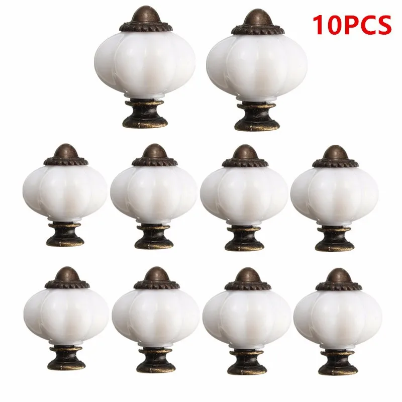 

MTGATHER 10pcs White Metal Plastic Vintage Style Door Knobs Cabinet Drawer Cupboard Kitchen Pull Handle Durable