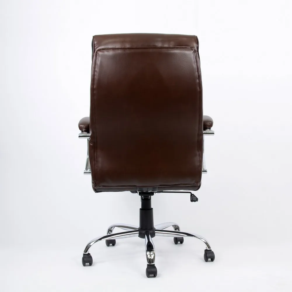 95160 Brown Office Chair Barneo K-85 eco-leather high back chrome armrests with leather straps free shipping in Russia