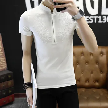 

2017 summer new collar short sleeved T-shirt jacket slim Mens youth
