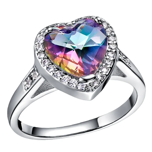 Uloveido кольцо сердца любовь розовый обручальные кольца для женщин серебряный цвет