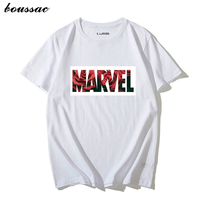 

MARVEL T-Shirt Women 100%Cotton Short Sleeves Casual Female Tshirt Marvel Tops Tee Harajuku Fashion Plus Size vintage Streetwear