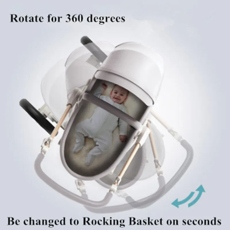 

hot mom 2018 2 in 1 360 degrees baby stroller with sleeping basket