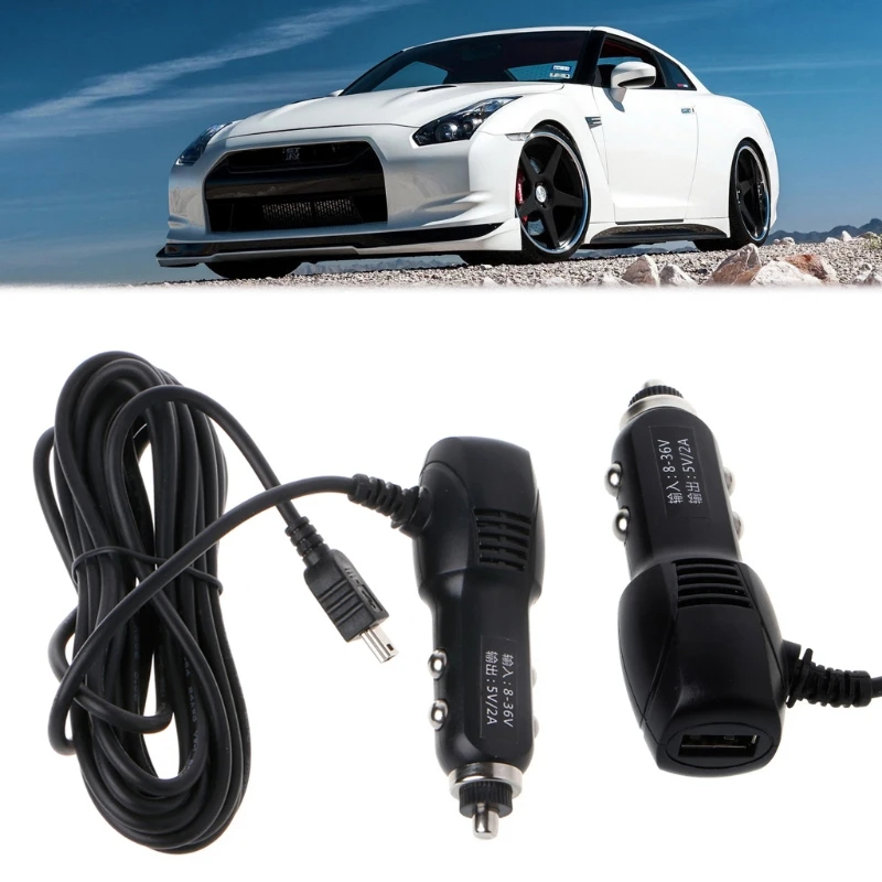 

Mini/Micro USB Port Dual USB 5V 2A Car Charger Adapter Cigarette Lighter For Car DVR Vehicle Charging With 3.5m Cable