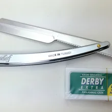 Хромированная бритва с прямым покрытием+ 5 подарочных двойных лезвия Дерби-легкий вес