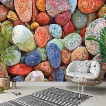 

Else Blue Orange Brown Gray Pebble Sea Stone 3d Photo Cleanable Fabric Mural Home Decor living Room Bedroom Background Wallpaper
