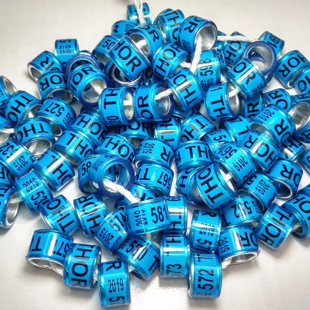 

200pcs/set 9mm plastic with silver aluminum core rings pigeon bands