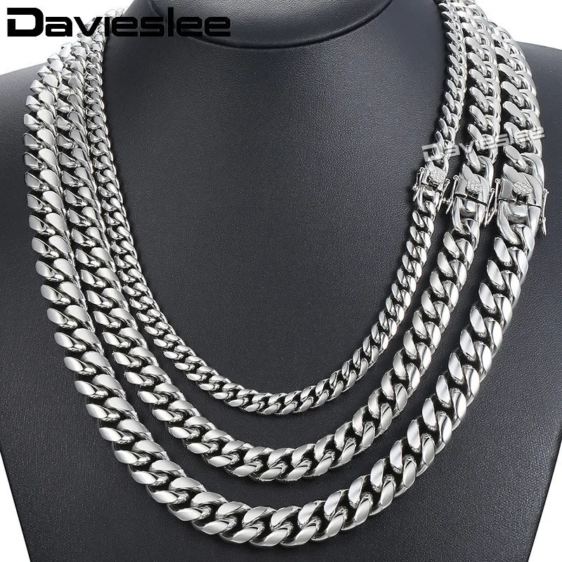 Мужская цепочка из нержавеющей стали 316L Davieslee Miami золотистого/серебристого цвета