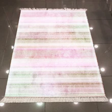 Еще розовый белый коричневый геометрический в полоску 3d узор принт, микроволокно Нескользящие сзади моющиеся декоративные Kilim коврик ковер