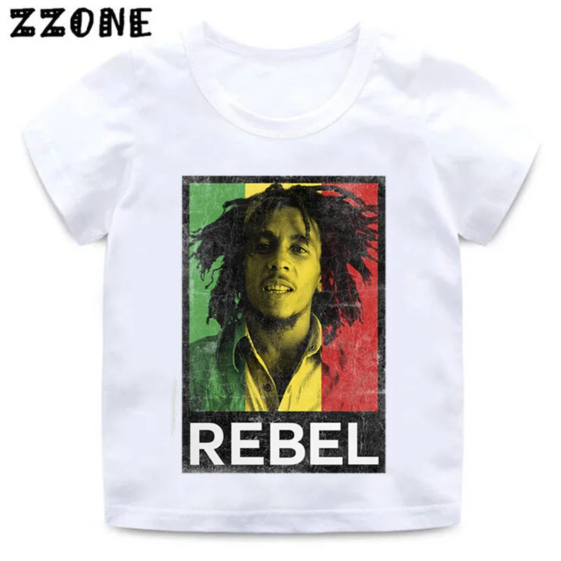 Футболка с принтом «Jamaica Singer Bob Marley Reggae Rastafari» для мальчиков и девочек детская забавная белая футболка Детская летняя одежда HKP5208