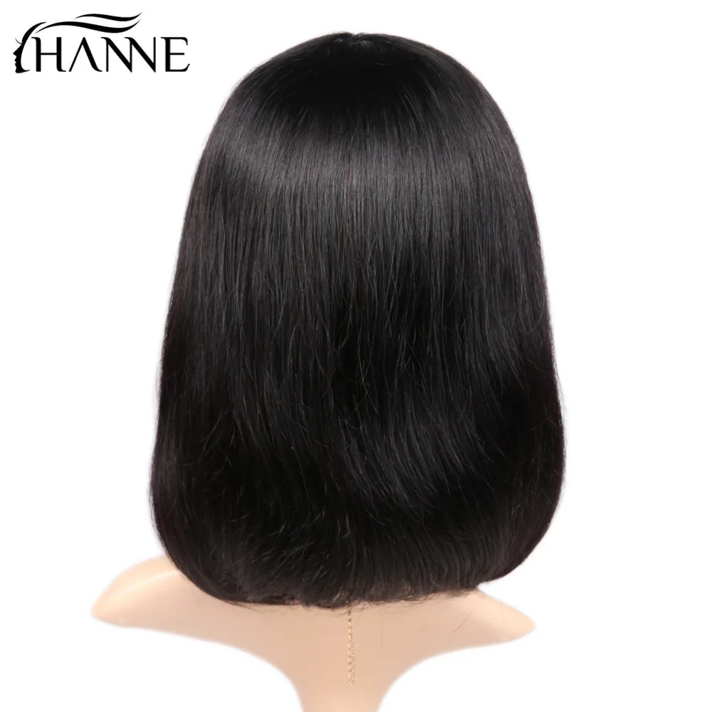 Волосы hanne короткие парики из человеческих волос Боб Remy парик для черных Для женщин бразильские прямые волосы парики с часть челка