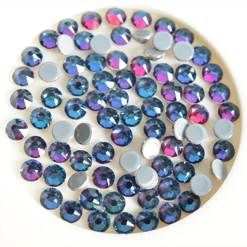 

16 Cut Crystal Rhinestones hot back SS16 SS20 Blue Fire Iron On Stones Hotfix Rhinestones Garment style