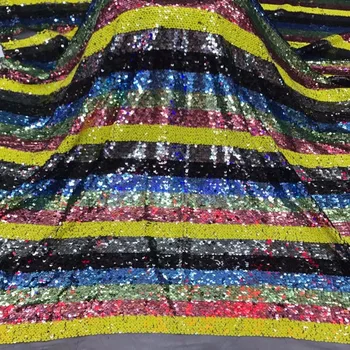 

Multicolor Sequins African Sequin Lace Fabric 5Yards Latest Nigerian 3 D Tulle French Mesh Net Lace Fabric For Bridal Wedding