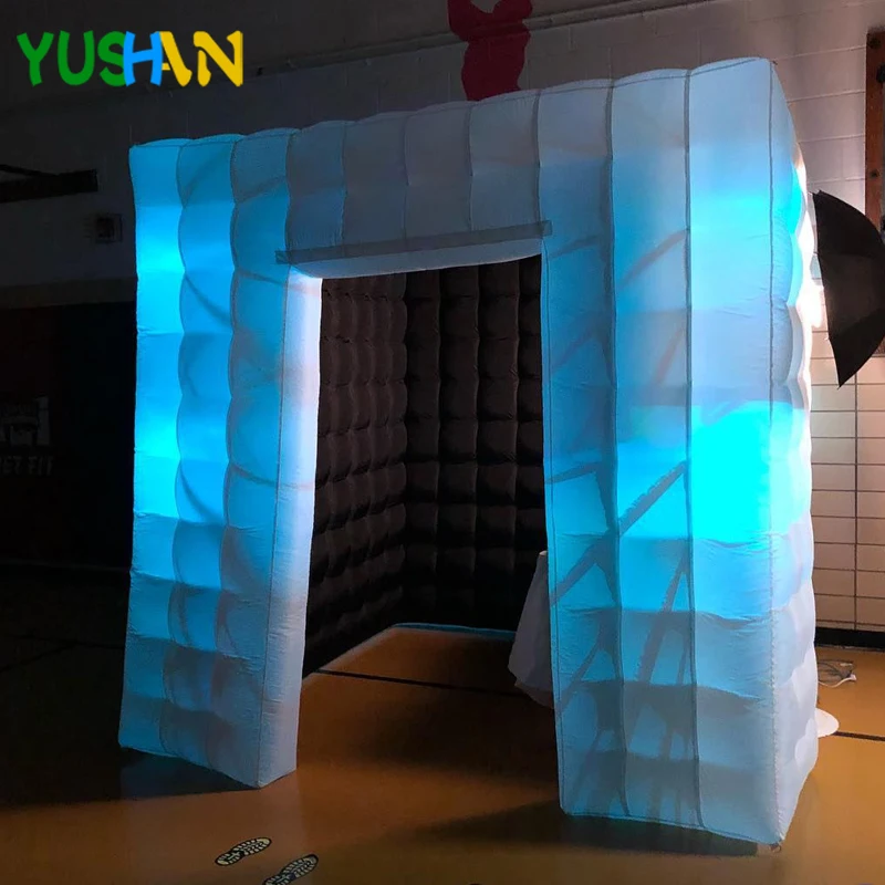 

8ft LED colors changing Inflatable photo booth party Backdrop with Bulbs lights and remote Control Inflatable Cabin Tent Sales