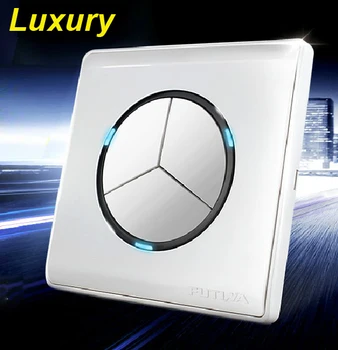 

Free Shipping,3 Gangs 2 Way, Luxury Click Switch, Pressure Switch, Push Button Switch, 110~250V Light Wall Switch, LED Indicator