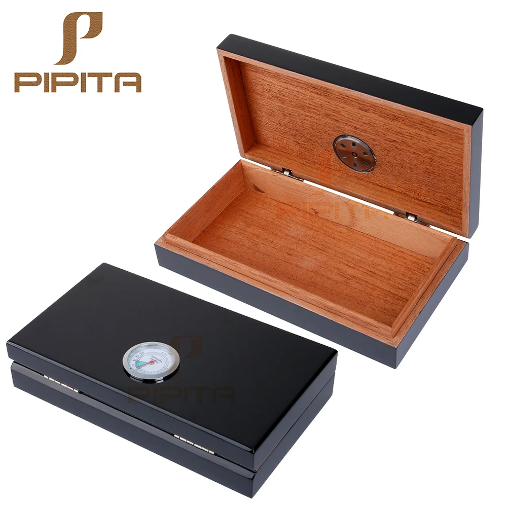 

Portable Travel Cigar Humidor Cedar Wood Lined Humidifier for 4 cigars Storage Box with Humidifier Hold Cigars