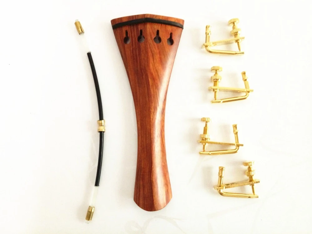 1 sets Red sandalwood 4/4 violin tailpiece golden fine tunres Violin AccessoriesViolin Parts