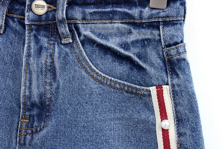 Увядшие 2018 летние джинсовые шорты женские качественные английские Промытые рваные кисточки жемчужная лента джинсовые шаровары шорты для