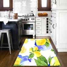 Else синий акварель желтые лимоны зеленые листья 3d принт Нескользящая микрофибра кухня современный декоративный моющийся коврик
