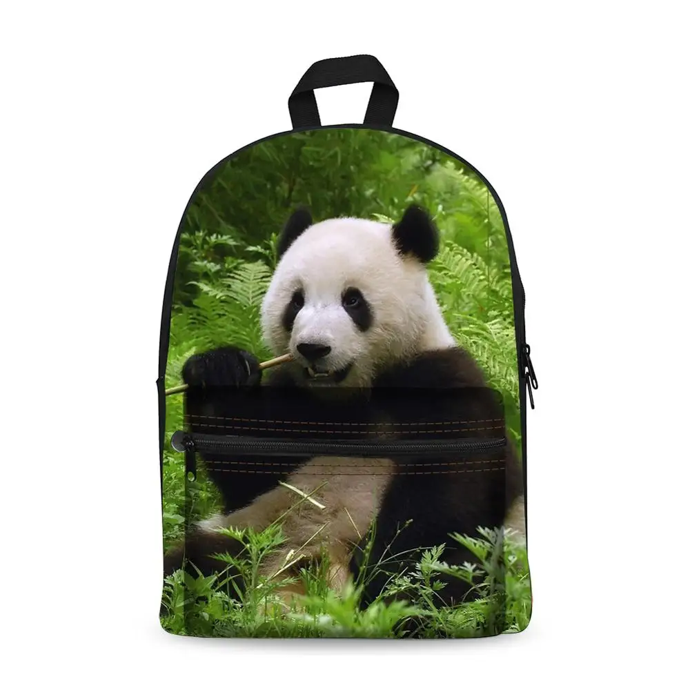 #*Cheap Canvas Backpack Black Daypack laptop Bag Cute Panda Design for Boys Girls School Bag