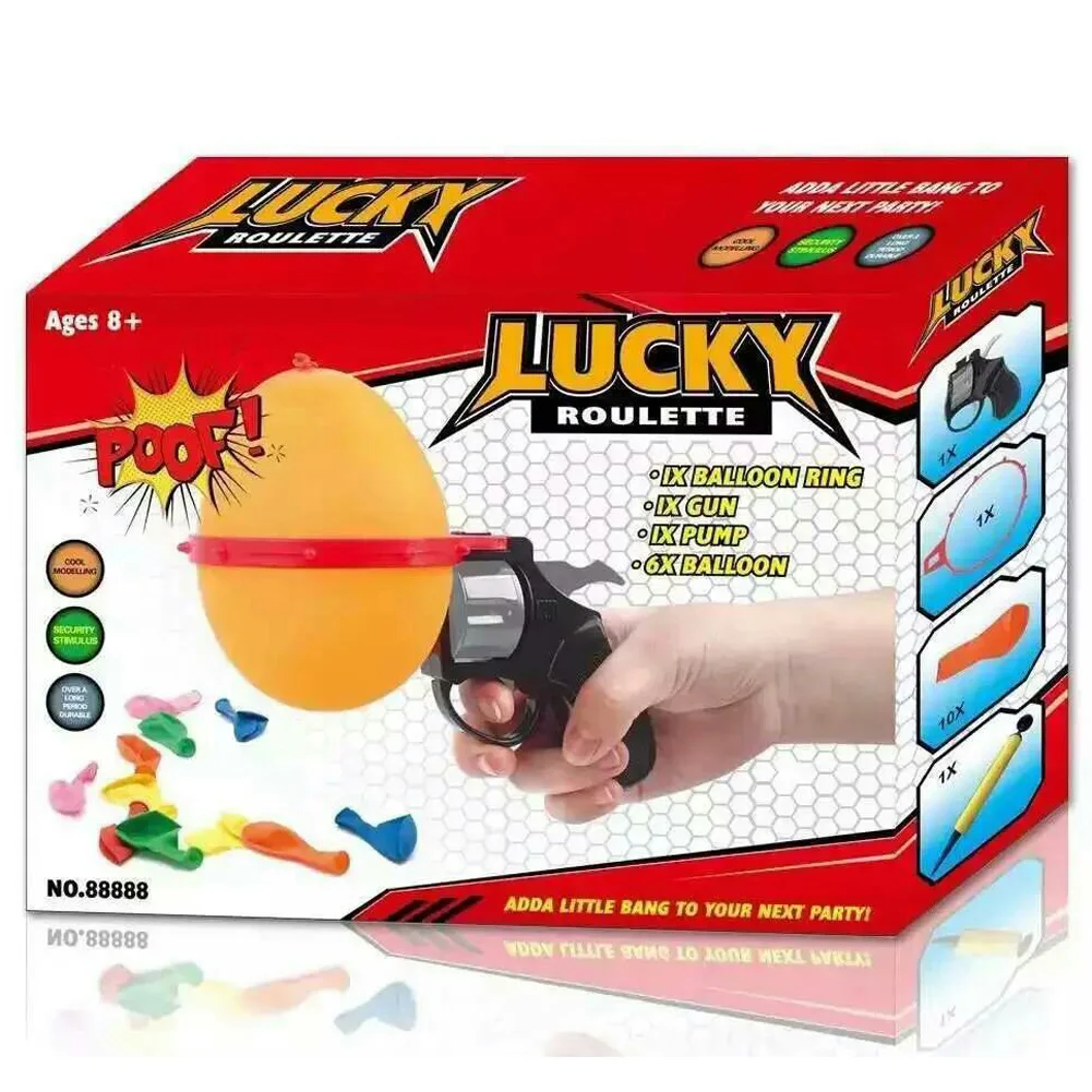 Russian Roulette Model Balloon Gun Party Tricky Creative Toy Gun Adult Tricky Funny Toys Family Interactive Games Lucky Roulette