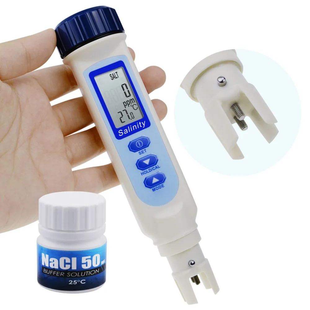 Pen Type Salinity & Temperature Meter ATC w/ Calibration Solution Set