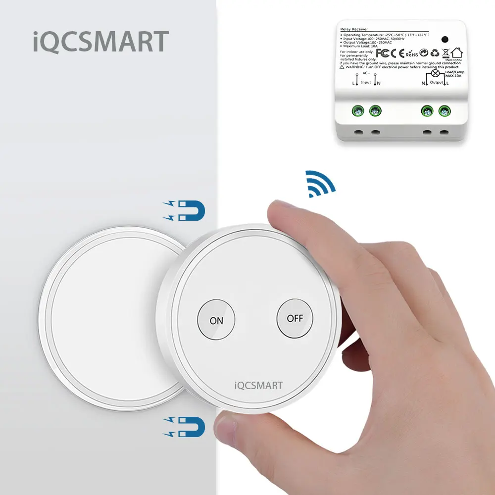 

IQCSMART Wireless Light Switch 200m Range, 2500W Wireless Lighting Switch for Lights Lamps On Off No Wire Needed