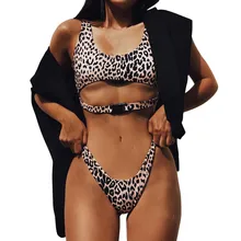 Для женщин Пряжка Leopard пуш-ап Жилет с поясом Купание Пляжная 1-23