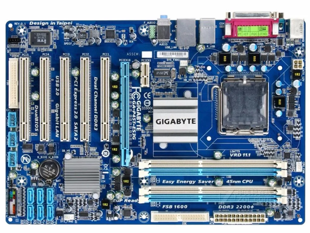 Для Gigabyte GA-P45T-ES3G оригинальная б/у настольная материнская плата P45T-ES3G P45 Socket LGA 775 DDR3 ATX в продаже