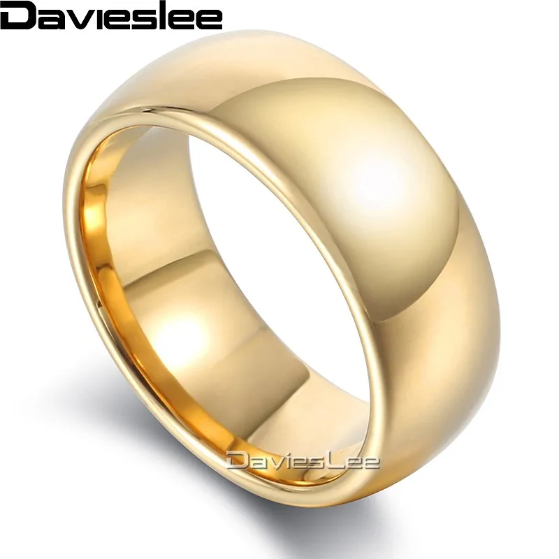 

Davieslee Polished Band Ring Tungsten Carbide Wedding Engagement Rose Yellow Gold-color 8mm LTRM03