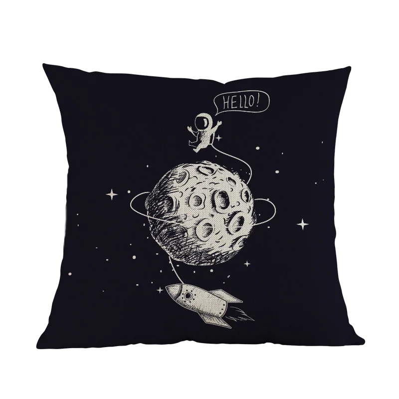 Забавный чехол для подушки с рисунком космонавта, Луны, космоса, селфи, домашний диван, украшение детской комнаты, чехол для подушки - Цвет: C