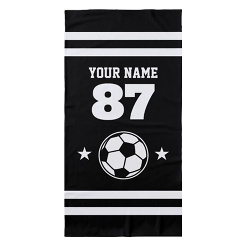 

Black Personalised Soccer Jersey Gift Custom Name Number Soccer Ball Football Sport Towel Men Travel Shower Gym Towels Quick Dry