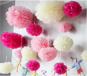 

20cm Paper artificial PomPom Tissue Balls Flower for Home Wedding Party Car Decoration Pompon crafts Supplies