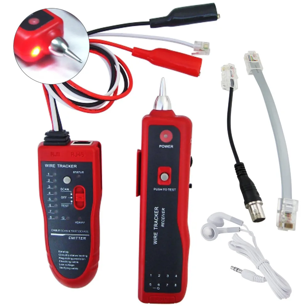 

Wire Tracker Tracer Telephone Network Tester RJ45 BNC Converter Cable Finder with LED Flashlight Auto Scan Mode