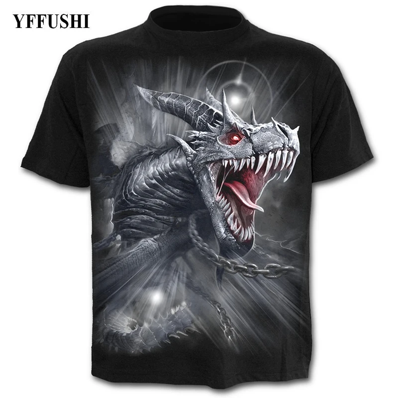 YFFUSHI Male 3d T shirt Hot Sale Dragon Print T shirt Summer Cool Hip Hop Tees Plus Size S-5XL Hot Sale Black T shirt Men