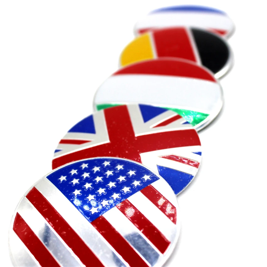

4pcs England UK America USA France Germany Italy Nation Flag Car Door Wheel Center Hub Caps Cover Rim Sticker Badge Fit Styling