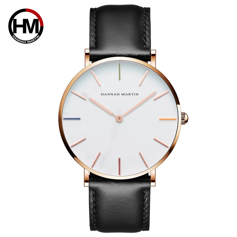 

Japan Quartz Movement Men Women Unisex Simple Watch Top Brand Luxury Jewelry Waterproof Black leather Sport Fashion Wrist Watch