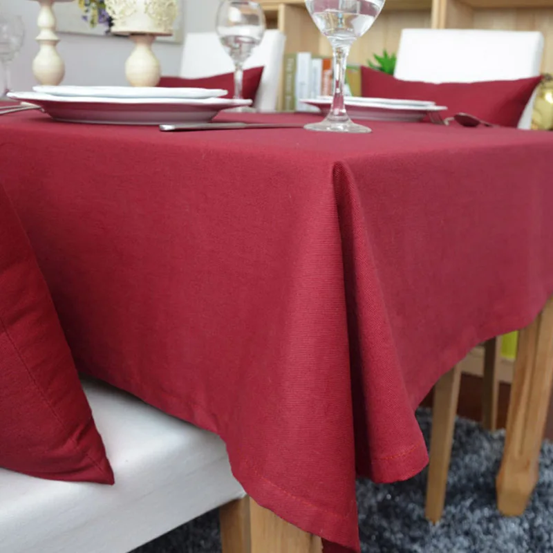 Cotton Solid Color Purple Table Cloth Rectangle Tablecloth Good quality