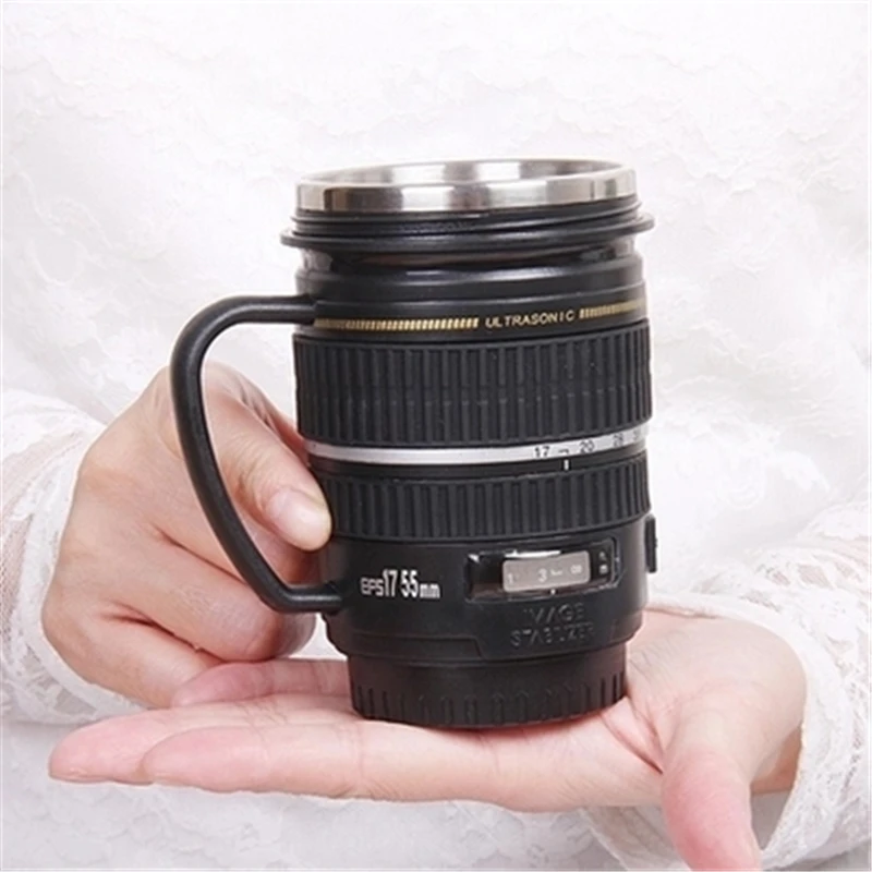 Creative SLR Camera Lens With Handle Mug 304 Stainless Steel Inner Cup