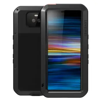 

Love Mei - Funda Compatible con Sony Xperia 10 ,Aluminio y Silicona Ultra Resistente con Cristal Gorila Glass - Negro