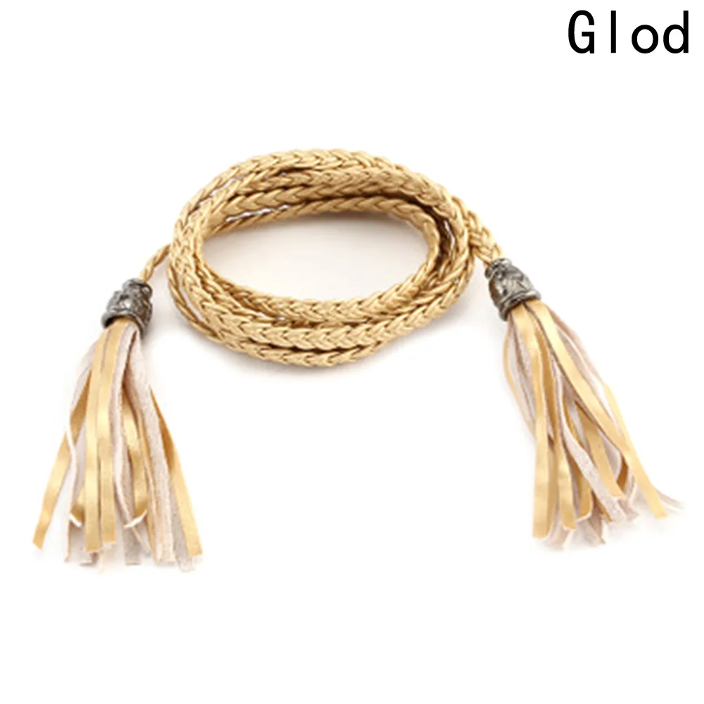 New Fashion Leather Tassel Waist Belt For Female Women's 120 130 cm Long Chain Hand woven