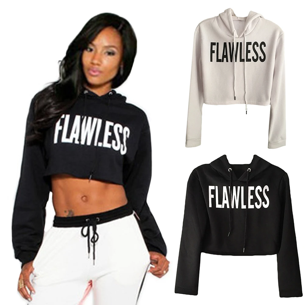 Women Harajuku Winter Fleece Flawless Crop Top Pullover Felpe ... Women Harajuku Winter Fleece Flawless Crop Top Pullover Felpe ...