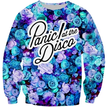 

PLstar Cosmos Classic Panic at the disco Men Women Long Sleeve Outerwear Blue Flower Sweatshirt Hipster 3D Crewneck Pullover