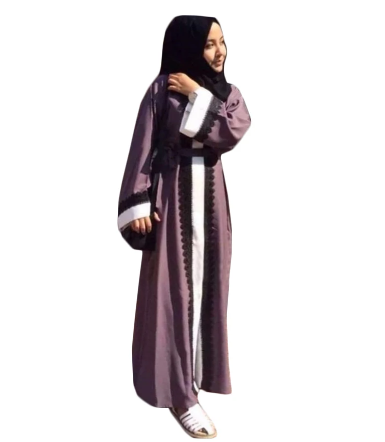 Muslim Women Fashion Lace Robe Long Print Ladies Clothing Women Arab