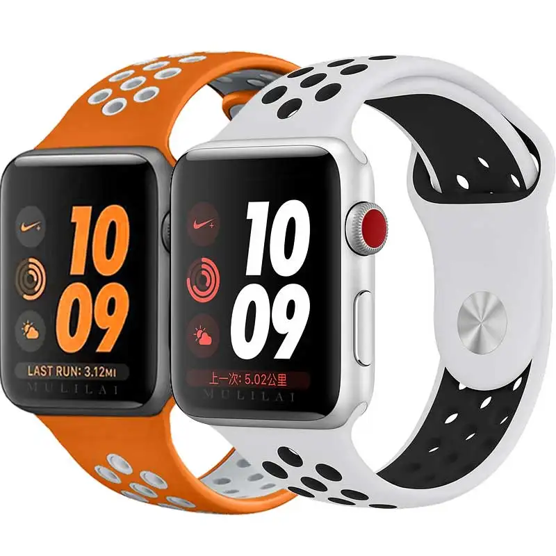 

44mm strap for NIKE+ apple watch 4 3 2 1 band with Light Flexible Breathable silicone strap for iWatch 44/42MM sport watchbands