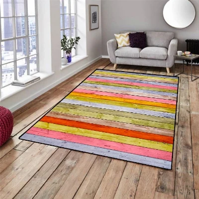 Розовый желтый зеленый акварельный Деревянный 3d узор печать Нескользящая микрофибра Гостиная декоративный современный моющийся коврик