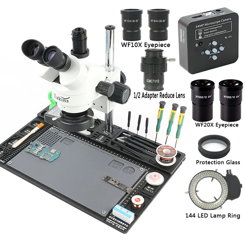  3.5-90X simul-focal Continuous Zoom Trinocular Stereo Microscope 34MP 2K HDMI Microscope Camera 1/2