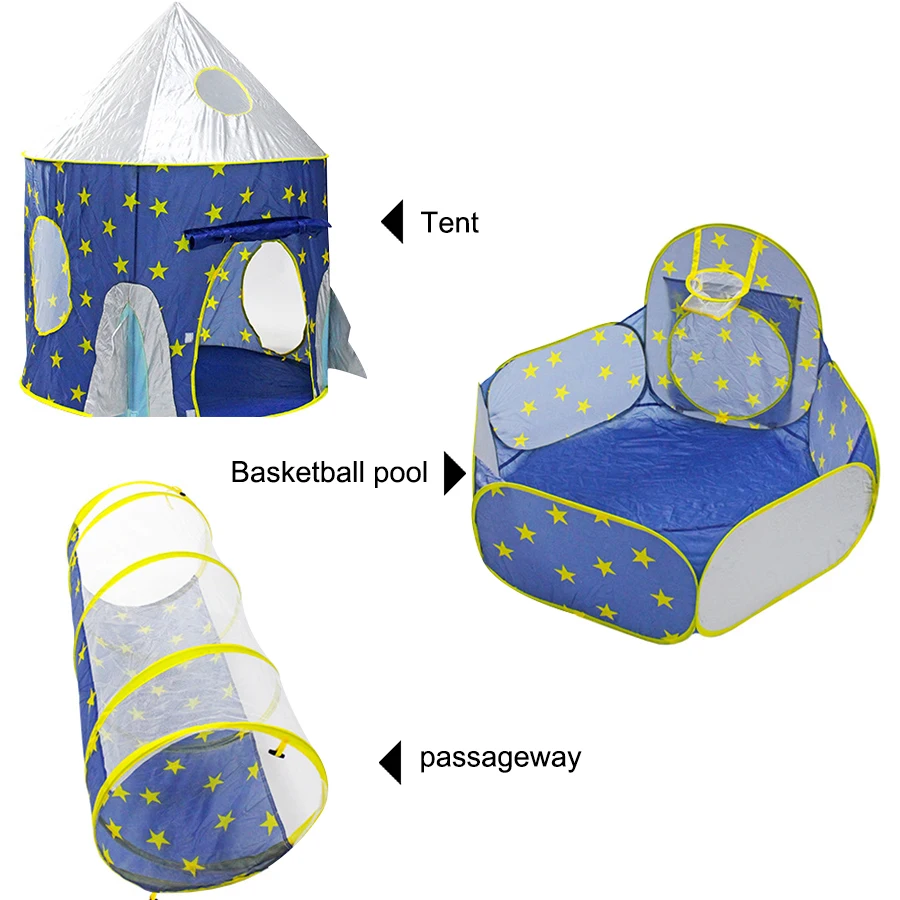Детский игровой домик из 3 предметов, Популярная Игровая палатка для ползания, туннель и мяч, яма с Баскетбольным кольцом для мальчиков и девочек, детская игрушка для малышей, палатки