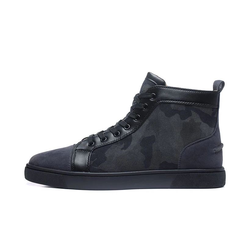 

Black Lace Up Casual Shoes Platform high top shoes Flats Male Designer prom Dress Loafers Shoes Flock Leather zapatos hombre