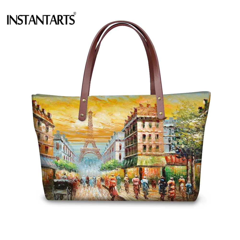 Instantarts النفط اللوحة الطباعة سعة كبيرة حقائب الكتف السيدات الأعلى مقبض حقيبة تسوق عالية الجودة ماركة مصمم حقائب Instantarts النفط اللوحة الطباعة سعة كبيرة حقائب الكتف السيدات الأعلى مقبض حقيبة تسوق عالية الجودة ماركة مصمم حقائب