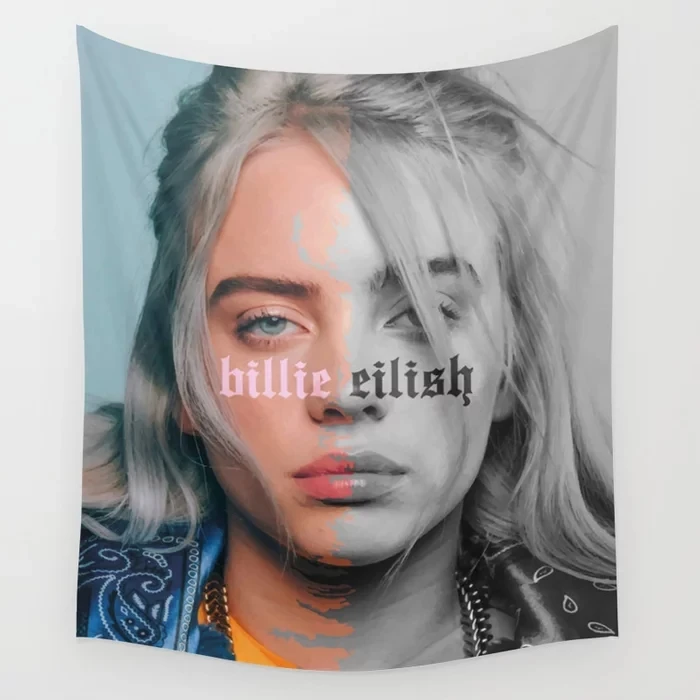 Поп-Певец Billie Eilish с рисунком хиппи гобелен настенный утепленный гобелен Billie Eilish настенный Декор Рождественский домашний декор